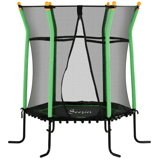 64" Kids Trampoline, Indoor Outdoor, Enclosure Net, Green Trampolines Green at Gallery Canada