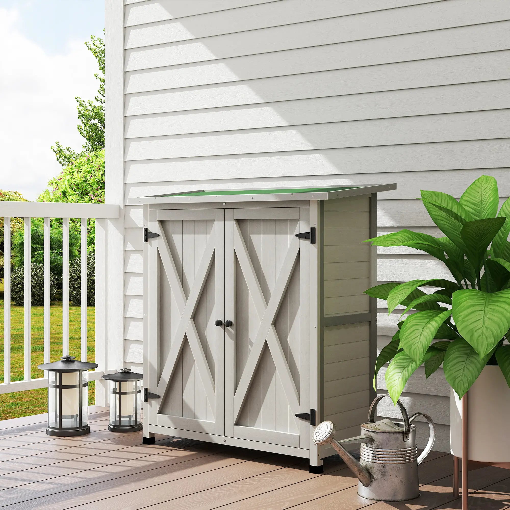 Wooden Garden Storage Shed, Fir Tool Cabinet, Asphalt Roof, Double Door Sheds at Gallery Canada
