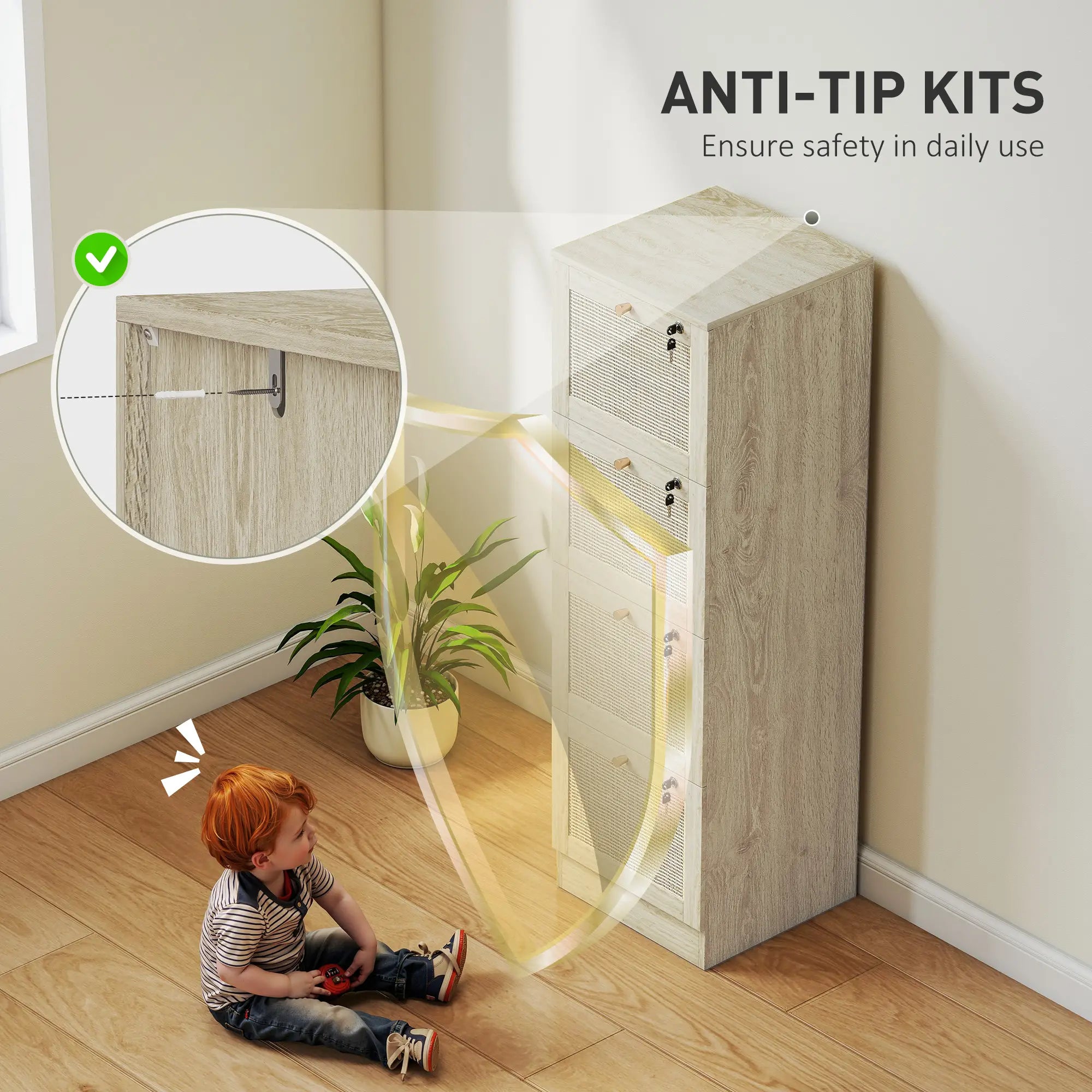 4 Drawer Filing Cabinet with Lock, Boho File Cabinet, A4 Letter Size, Oak Office Cabinets & Cupboards at Gallery Canada