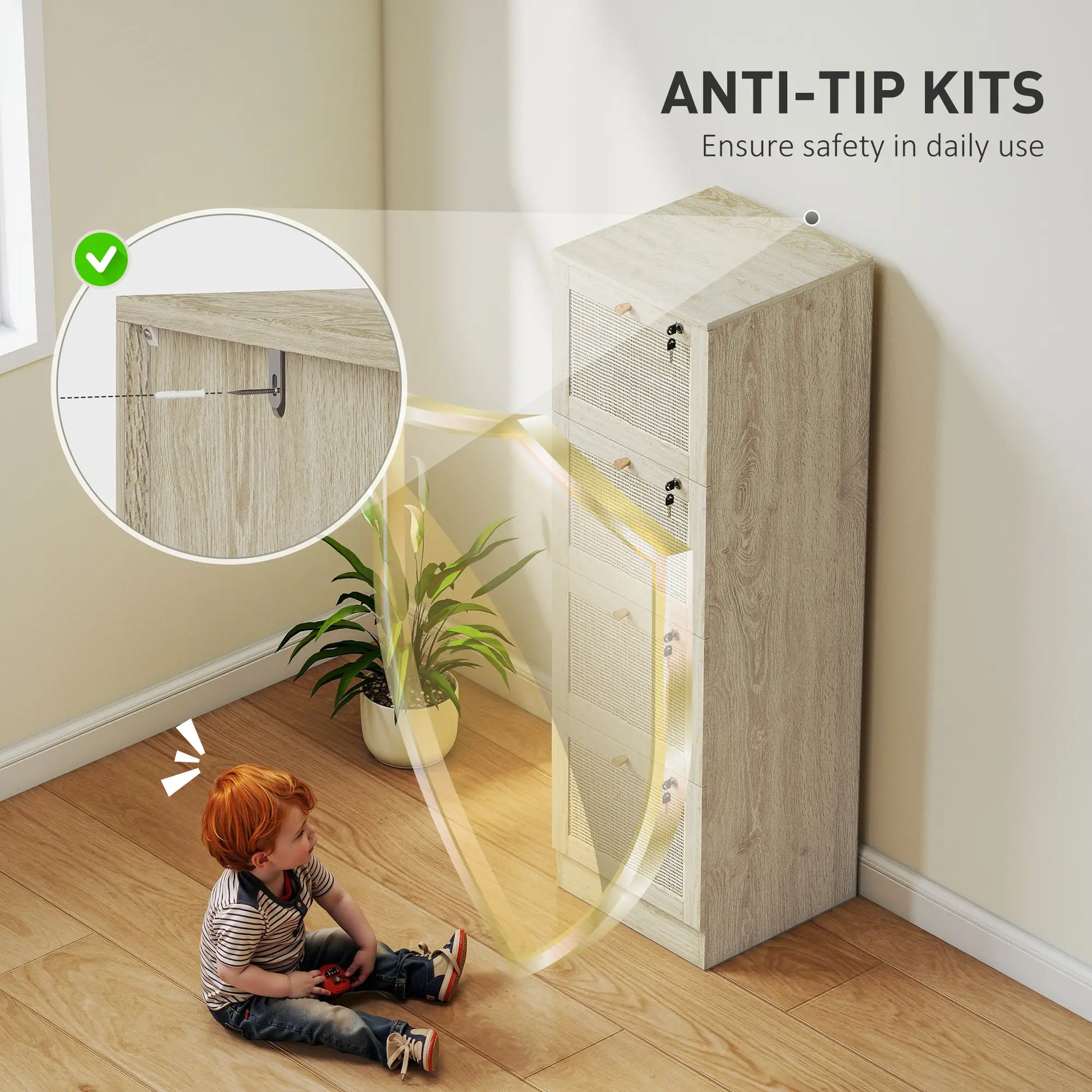 4 Drawer Filing Cabinet with Lock, Boho File Cabinet, A4 Letter Size, Oak Office Cabinets & Cupboards at Gallery Canada