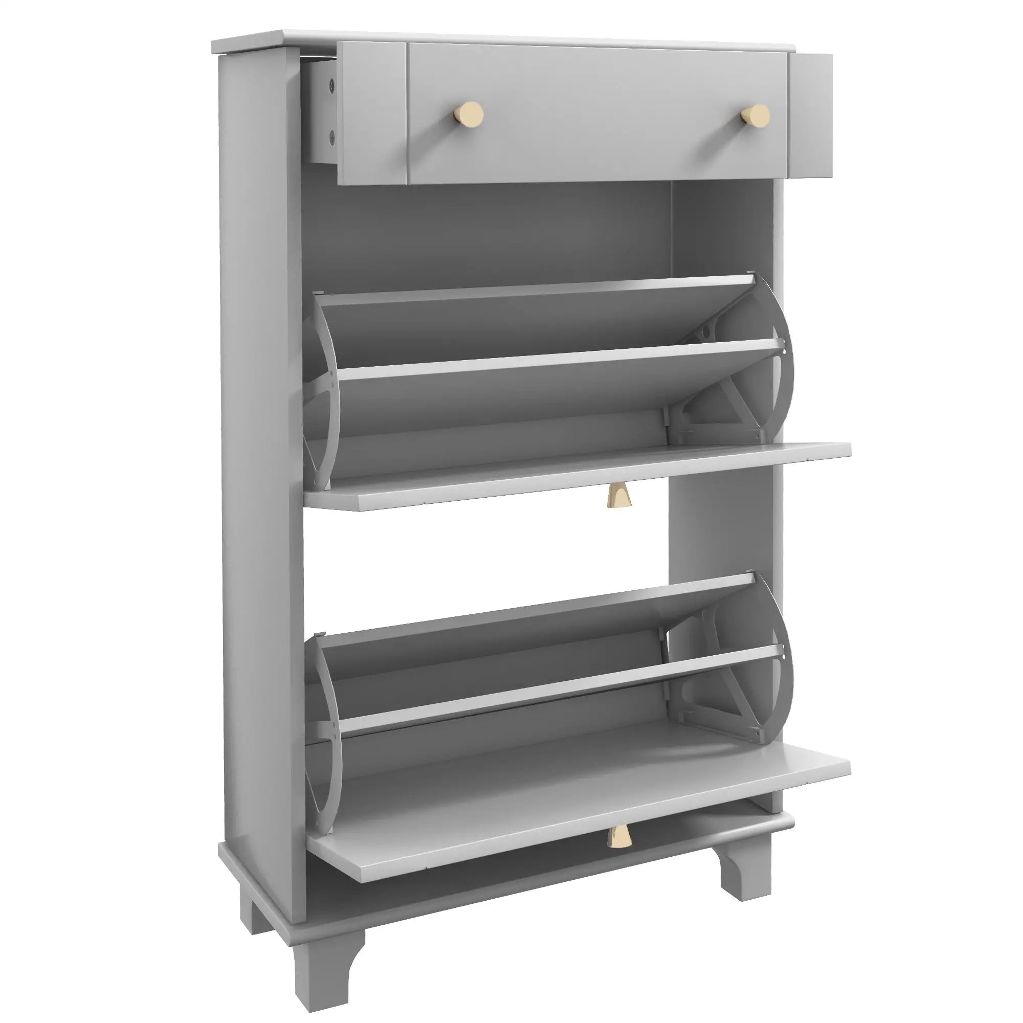 Slim Shoe Storage, 2 Flip Drawers, Adjustable Shelves, 8 Pair, Grey Shoe Storage Cabinets & Racks at Gallery Canada