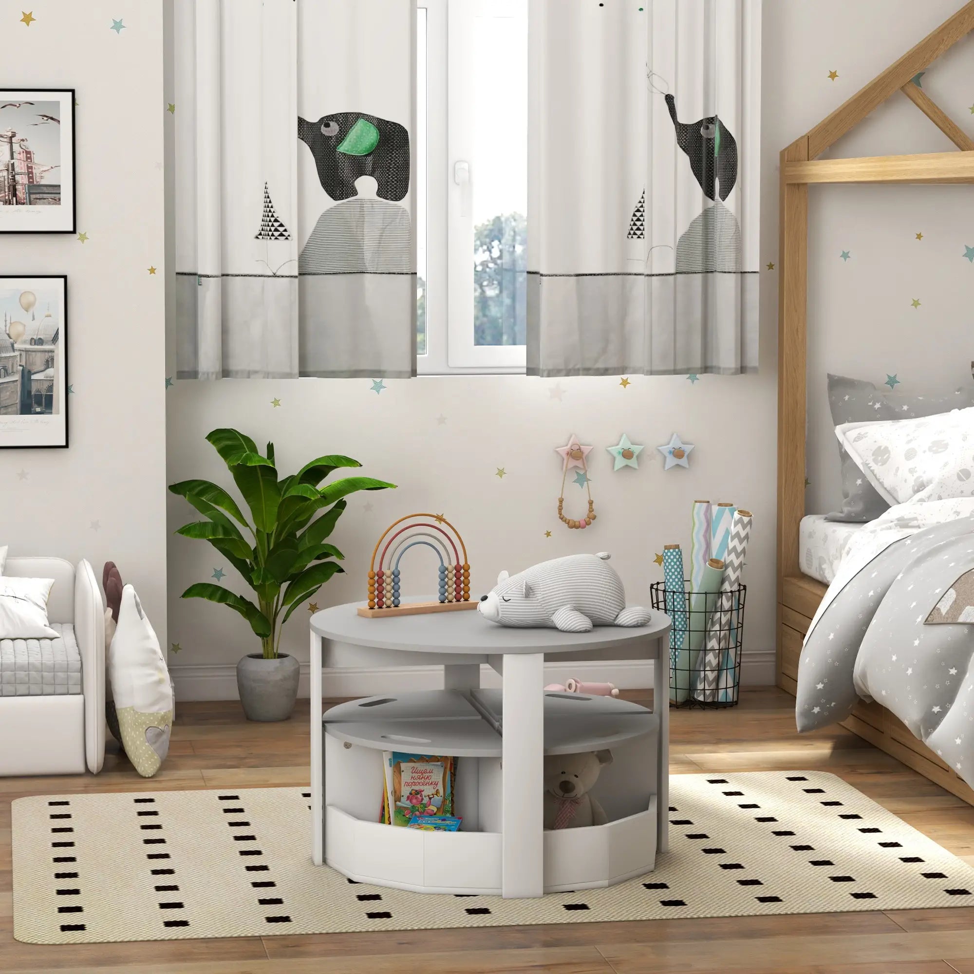 5 Piece Kids Table and Chair Set, with Storage, Grey Kids Table Sets at Gallery Canada