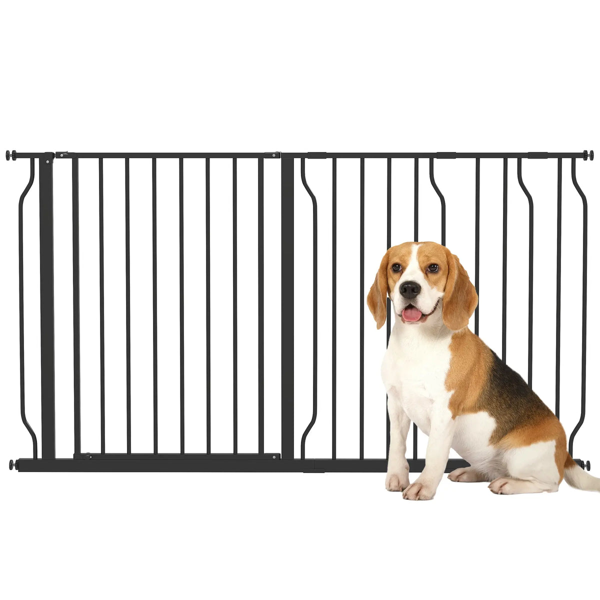 30"-57" Easy Install Pet Gate With Door, Double Lock, Extra Wide, Black Houses, Kennels & Pens Black at Gallery Canada