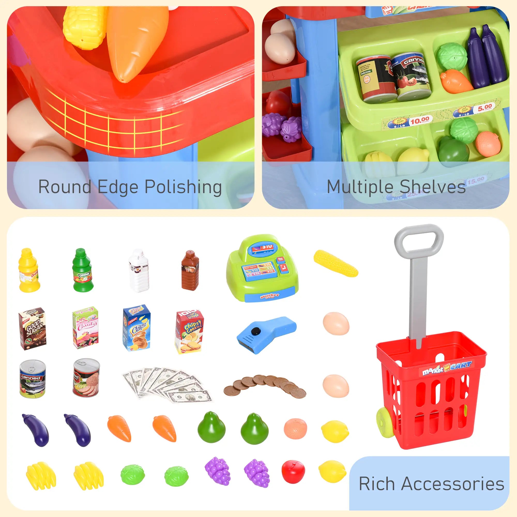 Supermarket Playset, Shopping Cart, Cash Register, Light & Sound, Age 3-6 Workbench Toy Sets at Gallery Canada
