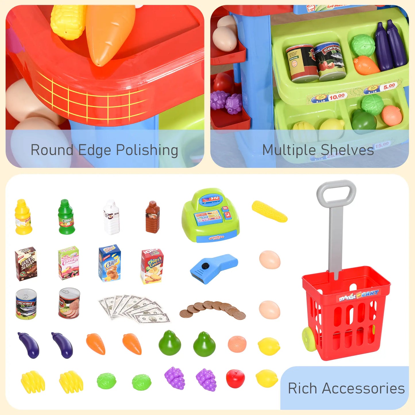 Supermarket Playset, Shopping Cart, Cash Register, Light & Sound, Age 3-6 Workbench Toy Sets at Gallery Canada