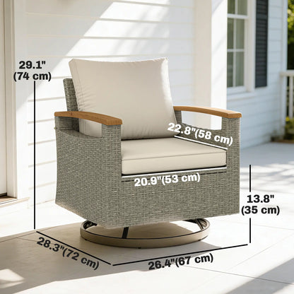 Patio Swivel Chairs Set Of 2, PE Rattan Wicker Chair, Cream White Patio Chairs at Gallery Canada