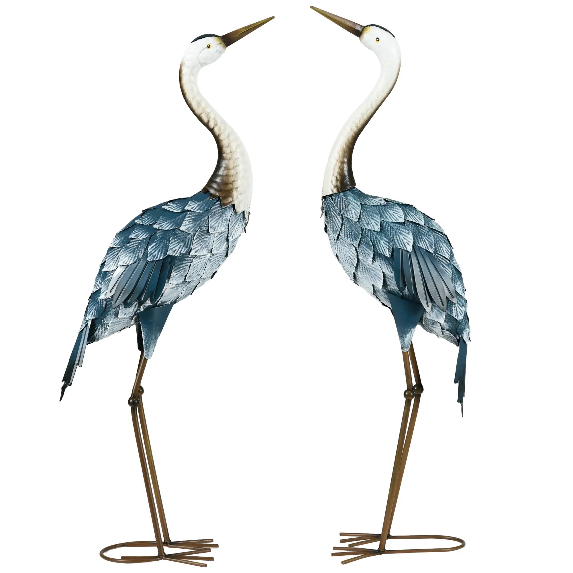 Set of 2 Crane Garden Sculptures, 28.5
