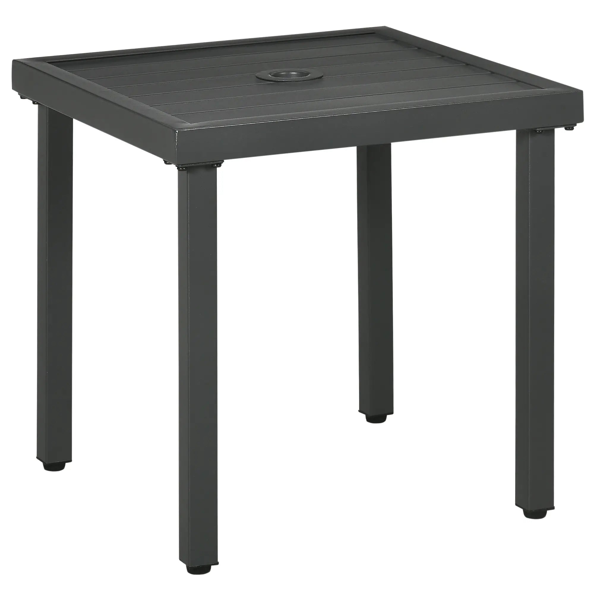 Outdoor Side Table, Patio End Table with Umbrella Hole, Steel Frame, Gray Patio Side Tables at Gallery Canada