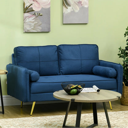 56 Upholstered Loveseat Sofa, 2 Seater with Back Cushions, Blue 2-Seater Sofas at Gallery Canada