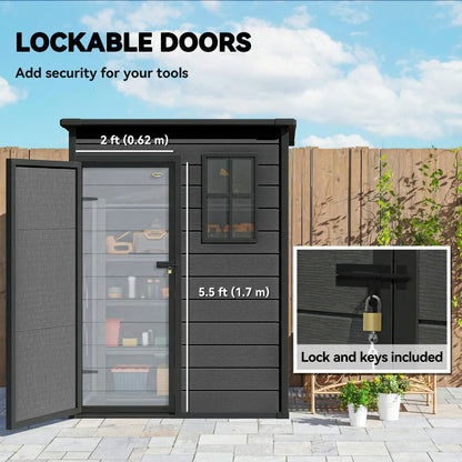 5 x 3FT Garden Shed With Floor, Lockable Door, Window, Vent, Dark Grey Sheds at Gallery Canada