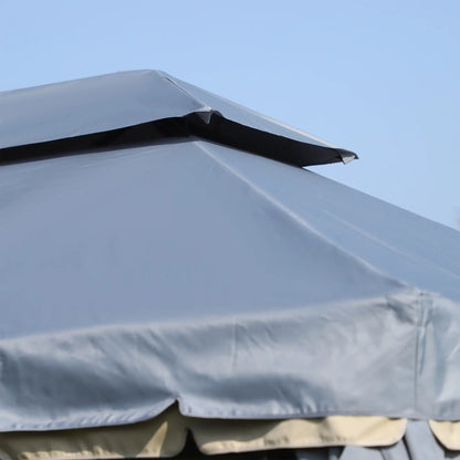 13' x 10' Patio Gazebo, 2-Tier Polyester Roof, Vented Mesh Sidewall, Aluminum Frame, Grey Gazebos at Gallery Canada