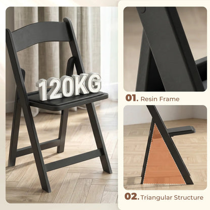 4 Pack Folding Chairs, Foldable Resin Chair with Padded Seat, Portable Indoor Outdoor Seat for Office Events Dining Dining Chairs at Gallery Canada