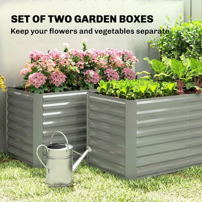 Galvanized Metal Planters, 4' x 2' x 2' Raised Garden Bed, Light Grey Galvanized Planter Boxes at Gallery Canada