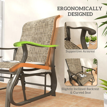 Outdoor Glider Chair, Steel Frame Mesh Fabric, Light Mixed Brown, Brown Outdoor Gliders at Gallery Canada