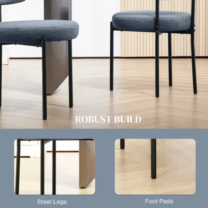 4 Pc Kitchen Chairs, Modern Dining, Berber Fleece Upholstery, Steel Legs, Grey Dining Chairs at Gallery Canada