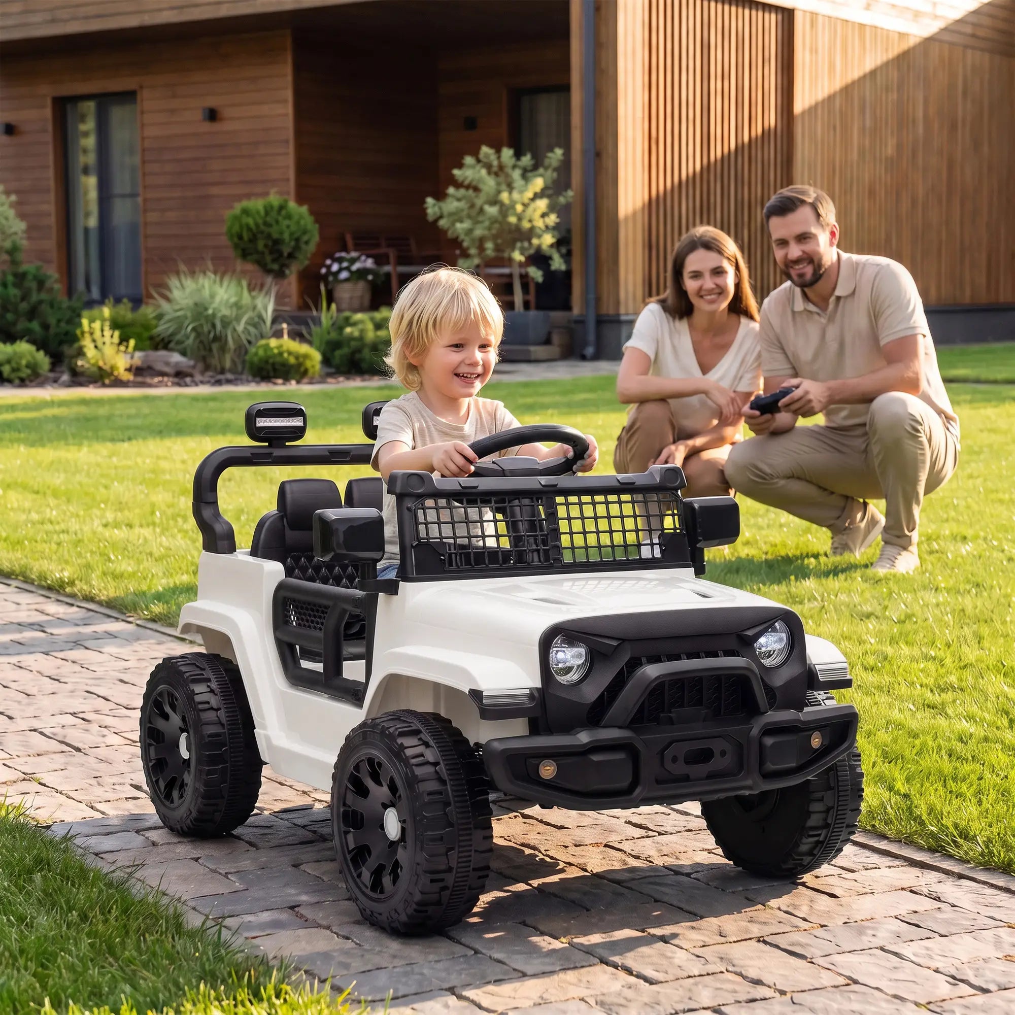 12V Kids Electric Car with Remote, Dual Motors, White Electric Toy Cars at Gallery Canada