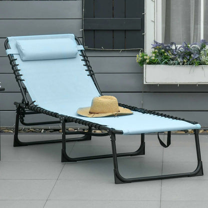 Outdoor Folding Lounge Chair, 4-Level Adjustable, Light Blue Lounger Chairs at Gallery Canada