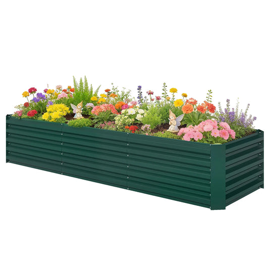 8 x 2.6 x 1.5ft Galvanized Raised Garden Bed, Outdoor Planter Box, Green Galvanized Planter Boxes Green at Gallery Canada