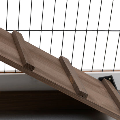 Wooden Rabbit Hutch, Indoor Bunny Cage with Wheels, Pull Out Trays, Brown Rabbit Hutch at Gallery Canada