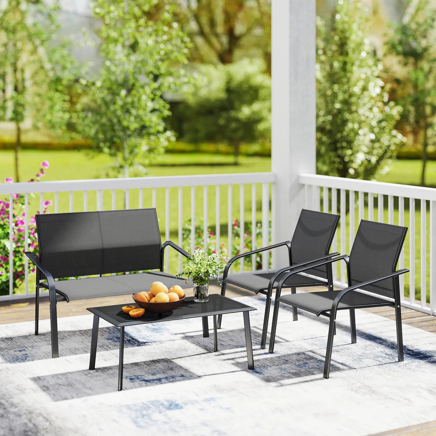 4 Piece Patio Furniture Set, Deep Seat, Black Patio Furniture Sets at Gallery Canada