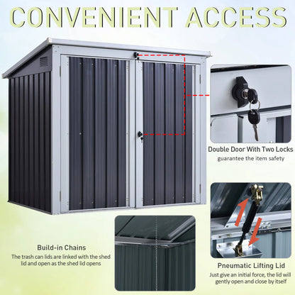 5ft x 3ft Outdoor Garbage Bin Storage Shed, Lockable Doors, Black Sheds at Gallery Canada