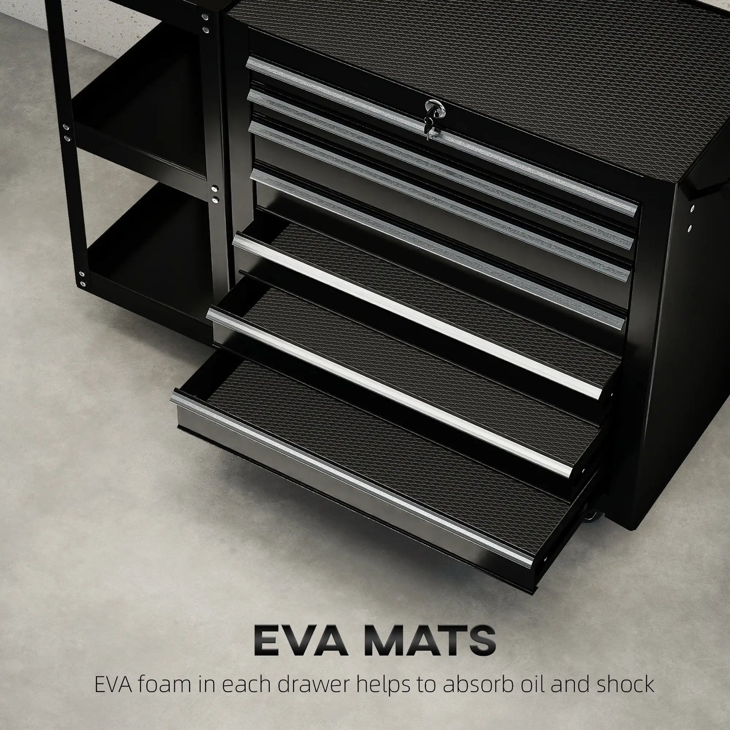 7-Drawer Rolling Tool Chest, Lockable Cabinet, Black Tool Organizers at Gallery Canada