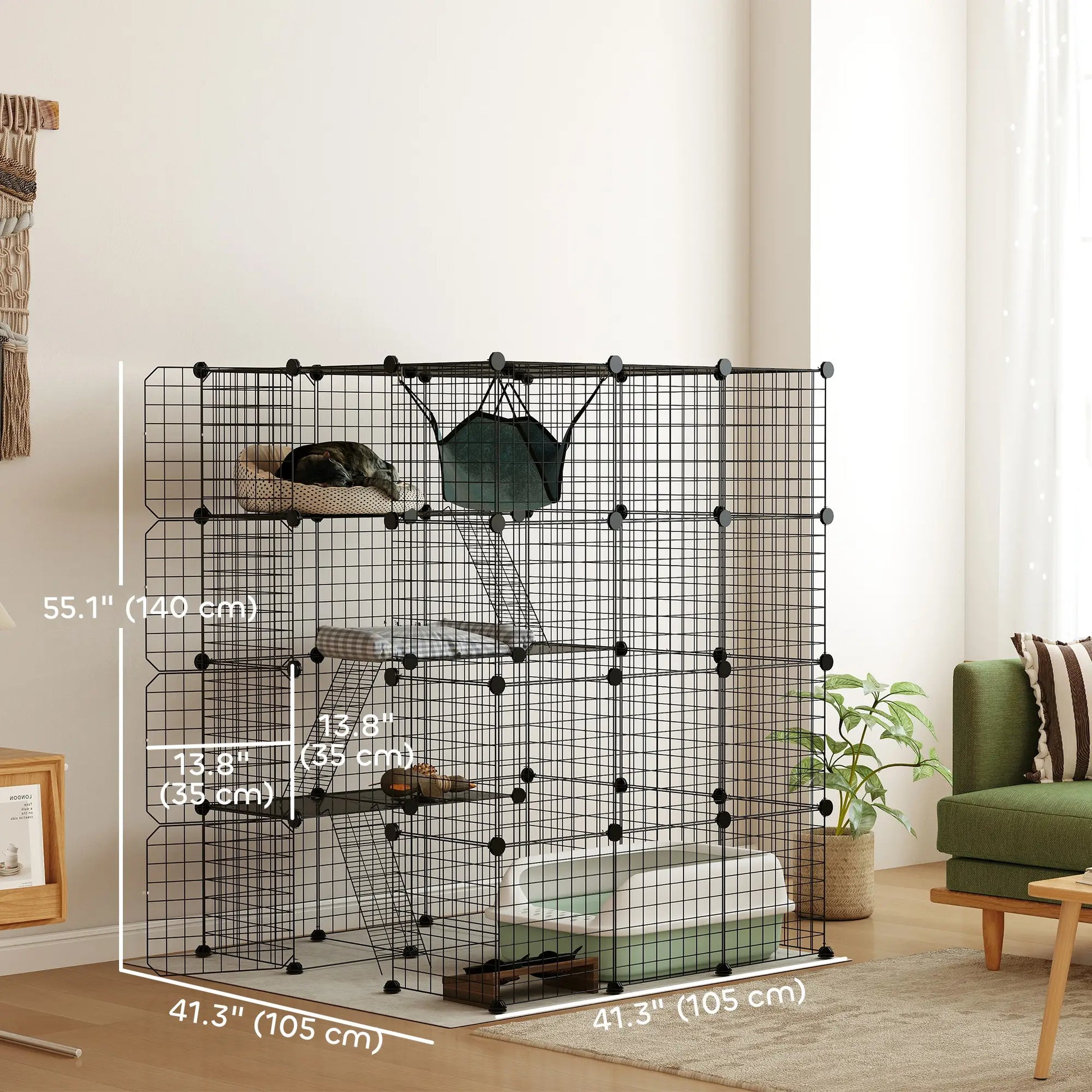 4 Tier DIY Cat Cage, Indoor Catio for 1-3 Cats, Black Outdoor Cat Enclosures at Gallery Canada