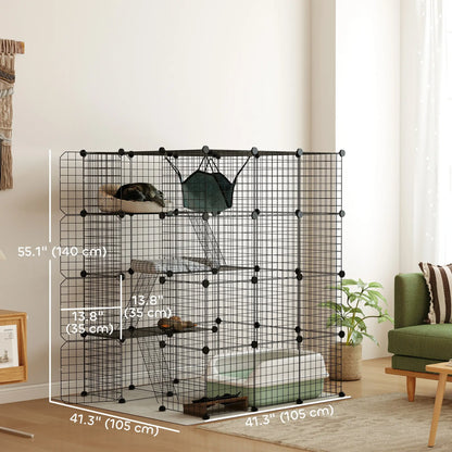 4 Tier DIY Cat Cage, Indoor Catio for 1-3 Cats, Black Outdoor Cat Enclosures at Gallery Canada