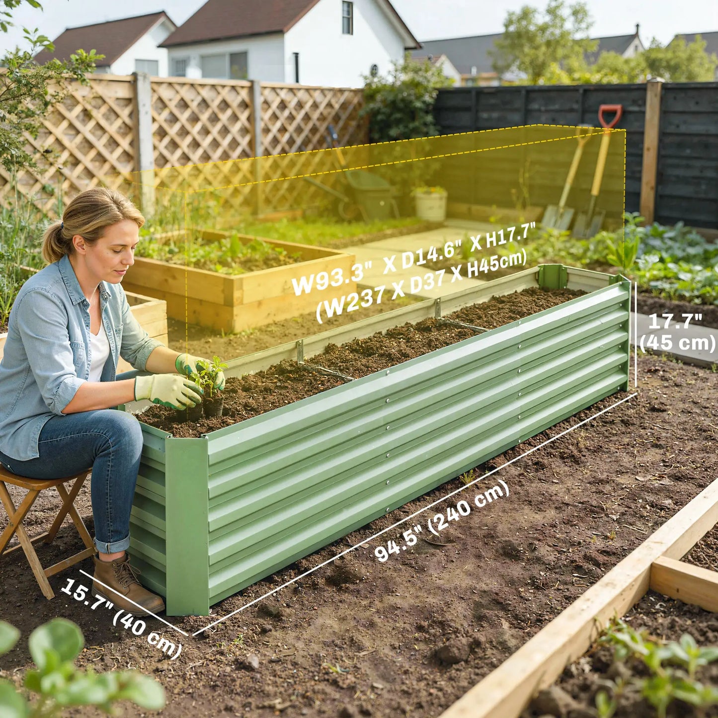 8 x 1.3 x 1.5ft Galvanized Raised Garden Bed, Light Green Planter Box, Light Green Galvanized Planter Boxes at Gallery Canada