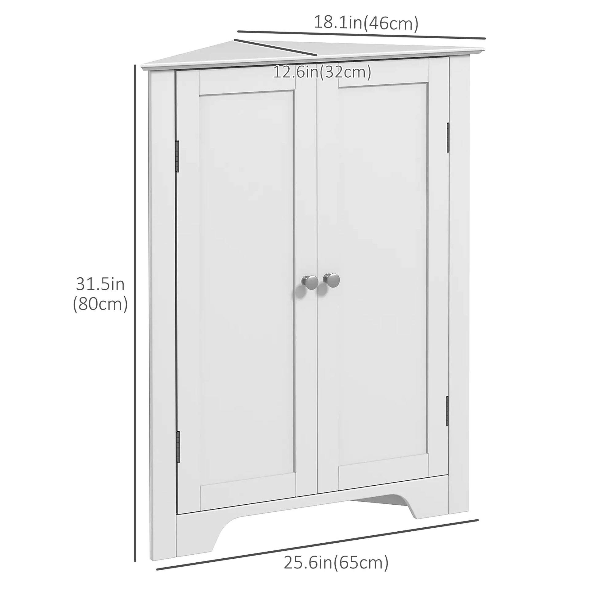 Modern Bathroom Storage Cabinet, Corner with Doors, Adjustable Shelf, White Bathroom Cabinets at Gallery Canada