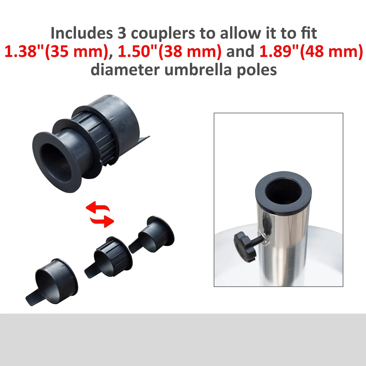 19" Round Patio Umbrella Stand, Stainless Steel Base, Silver Umbrella Bases at Gallery Canada