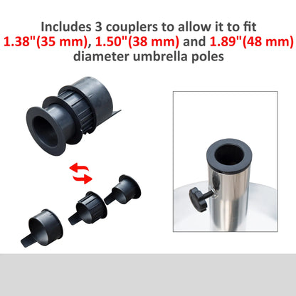 19" Round Patio Umbrella Stand, Stainless Steel Base, Silver Umbrella Bases at Gallery Canada