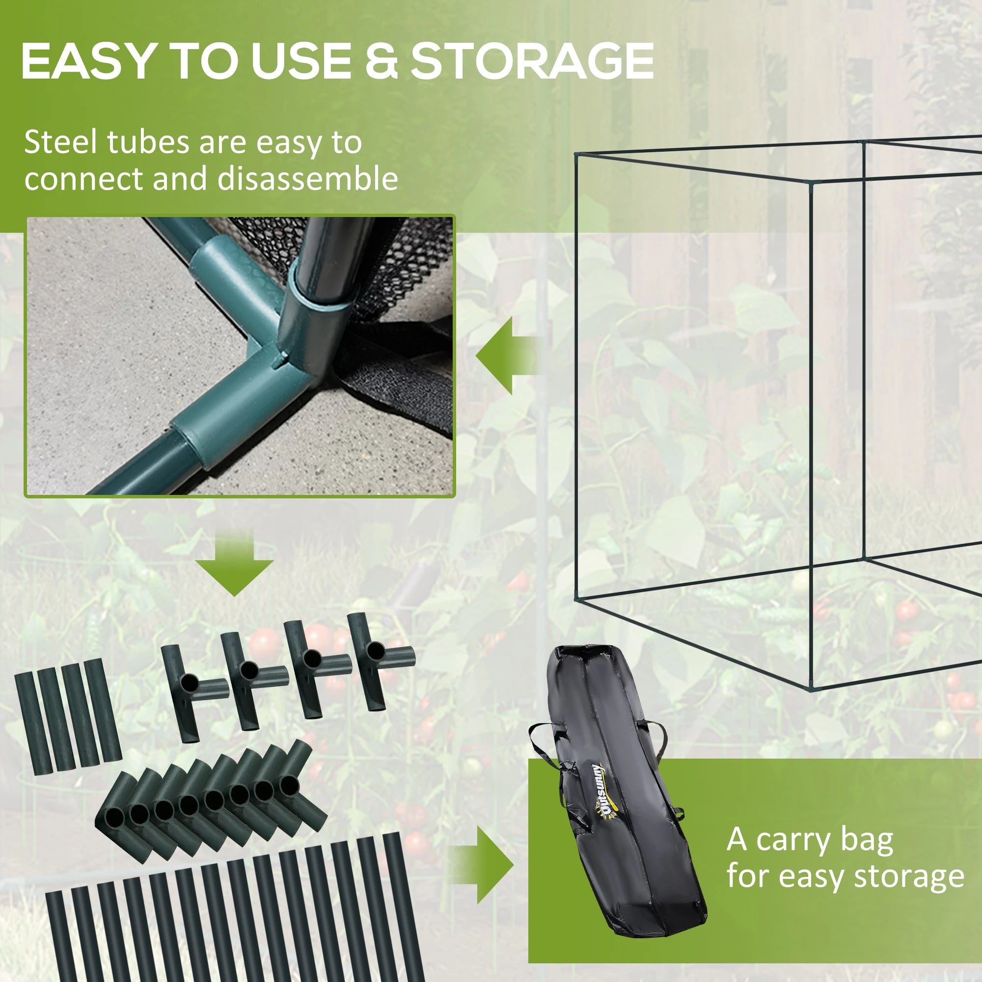 6.5 x 3.3ft Crop Cage, Plant Protector, Zippered Door, Black Walk In Greenhouses at Gallery Canada