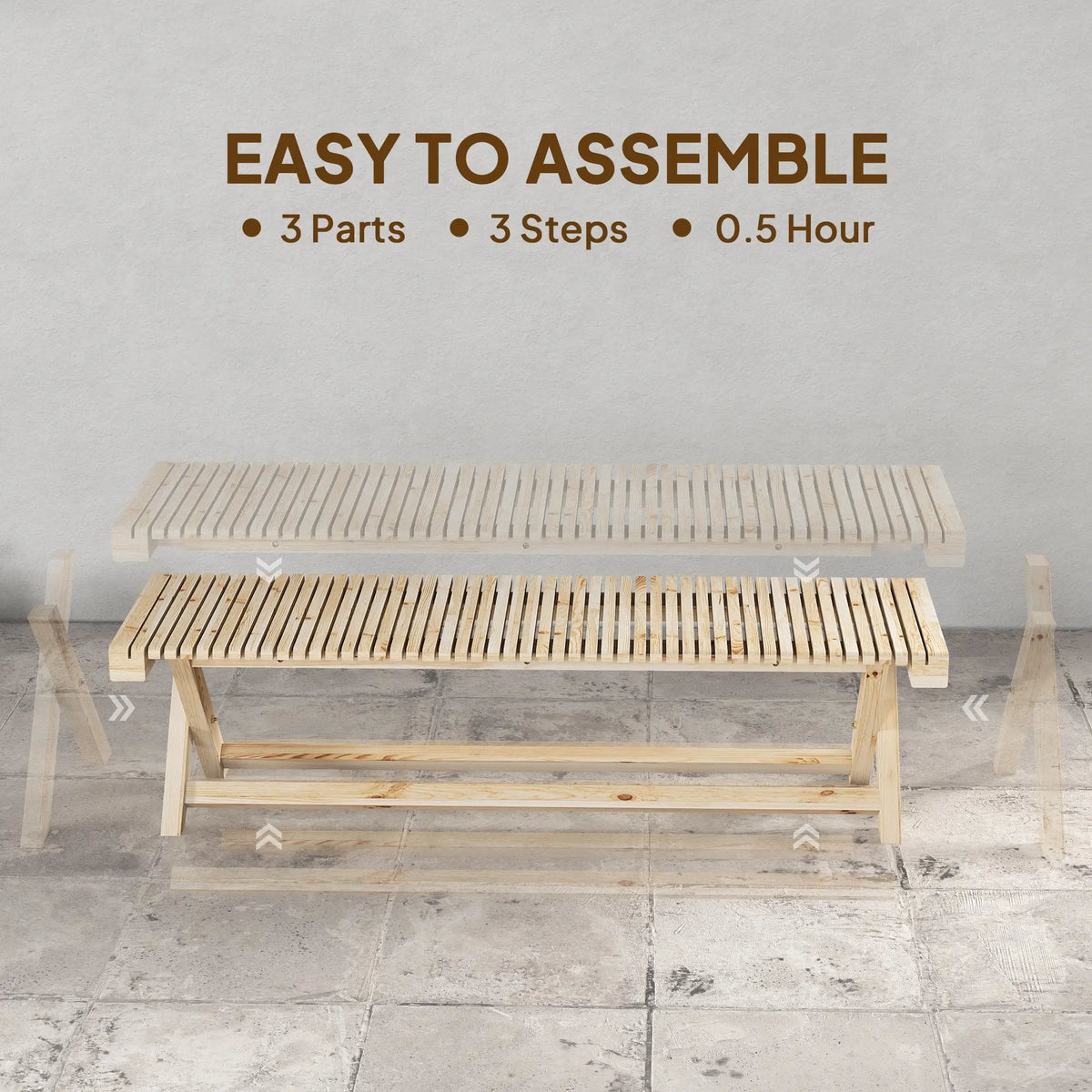55.1" Garden Bench, 2-Seater Outdoor Bench, Natural Wood Finish Outdoor Benches at Gallery Canada