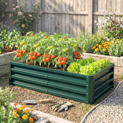 Galvanized Raised Garden Bed, Outdoor Planter Box, 4' x 2' x 1', Green Galvanized Planter Boxes at Gallery Canada