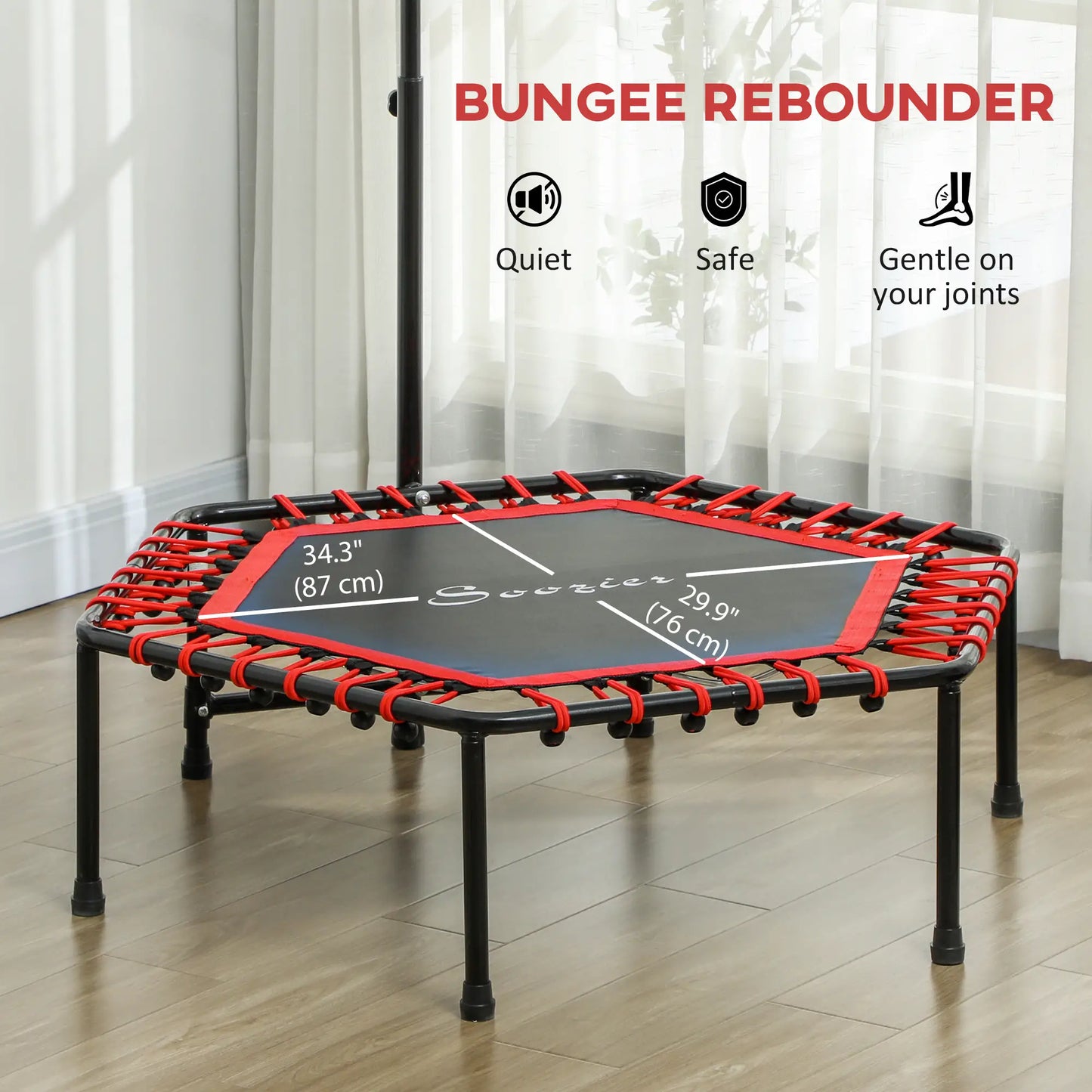 45" Rebounder Trampoline, Quiet Bungee with LED Lights, Adjustable Handle, Red Trampolines at Gallery Canada