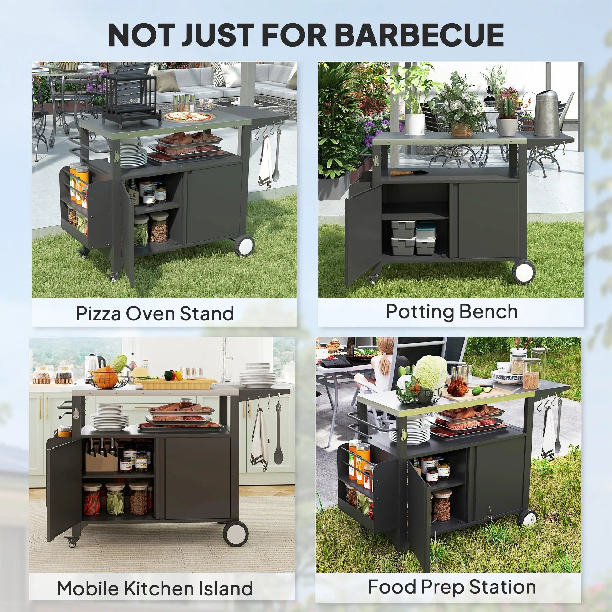 Outdoor Grill Cart With Foldable Side Table, Stainless Steel Tabletop, Pizza Oven Stand Outdoor Grill Carts at Gallery Canada