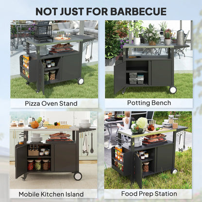 Outdoor Grill Cart With Foldable Side Table, Stainless Steel Tabletop, Pizza Oven Stand Outdoor Grill Carts at Gallery Canada