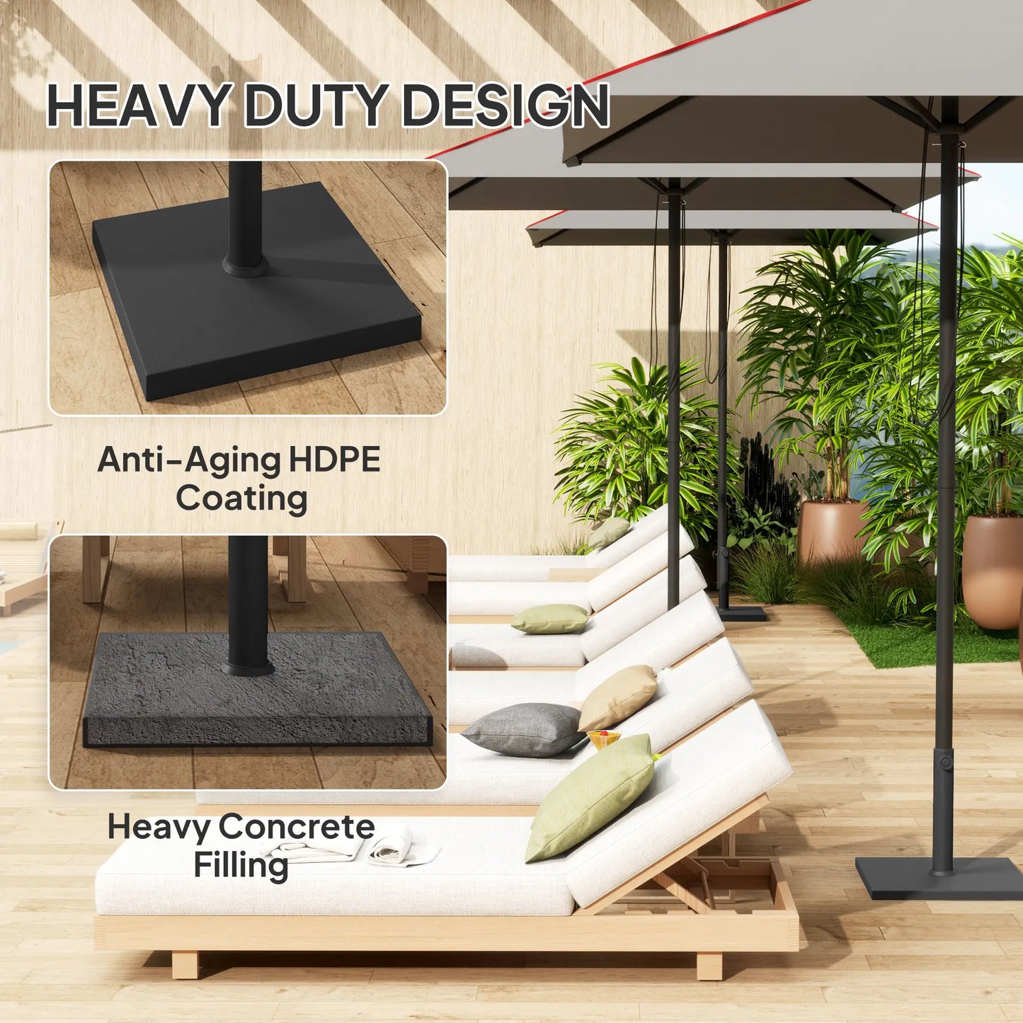 40 Lbs Concrete Umbrella Base, 1.5"/1.9", Black Umbrella Bases at Gallery Canada