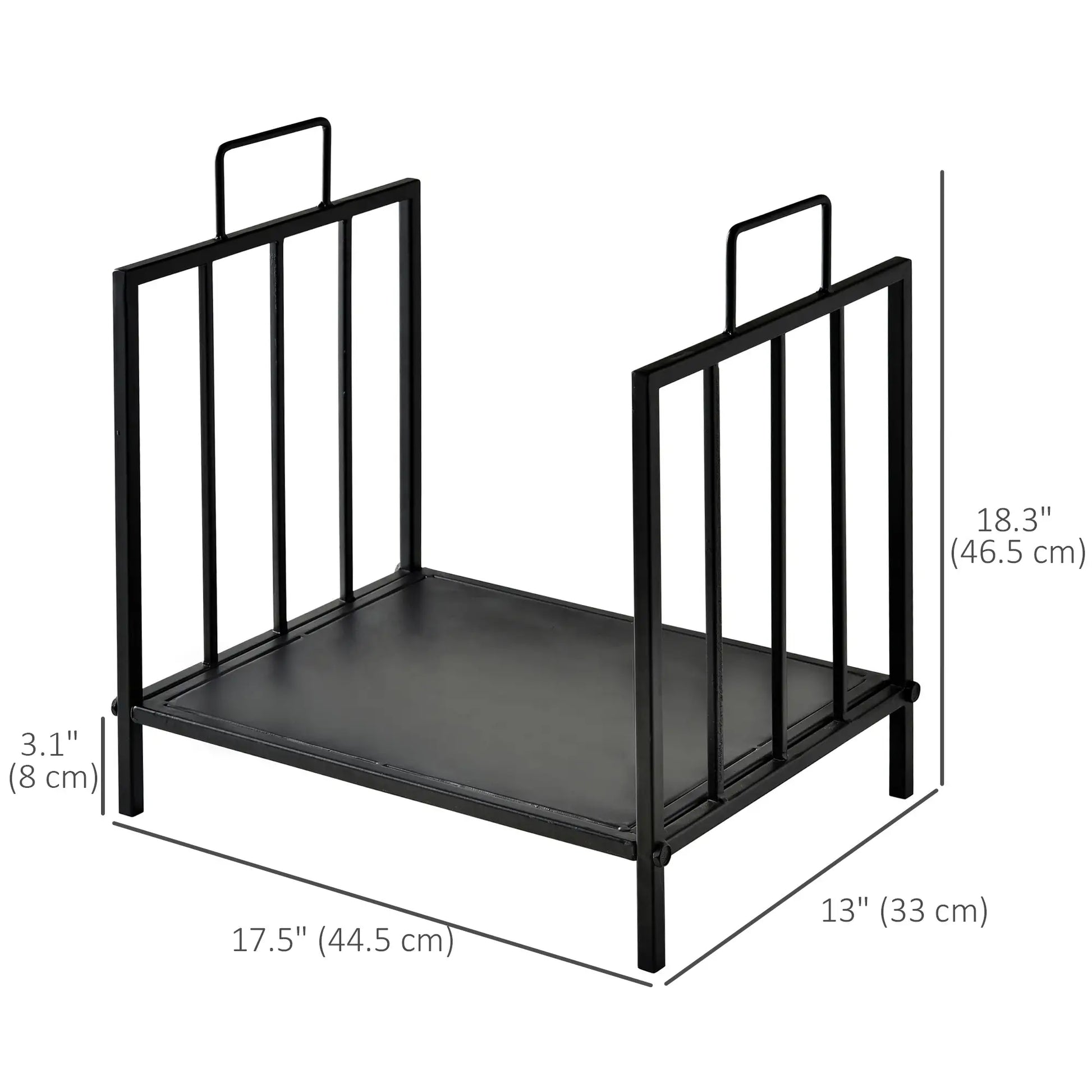 17.5" Heavy-Duty Metal Firewood Rack, Indoor Outdoor, Black Firewood Racks at Gallery Canada
