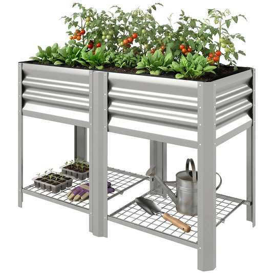 Raised Garden Bed With Legs, 31.5", Silver Elevated Garden Beds Silver at Gallery Canada