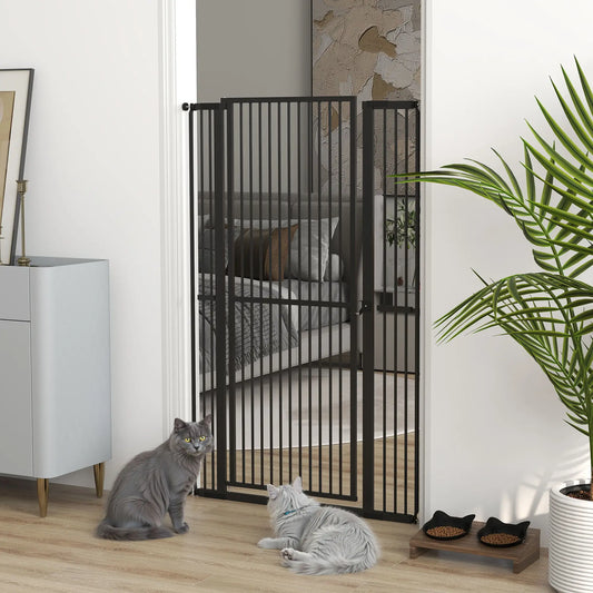59" Extra Tall Cat Gate, 30"-41" with Extensions, Black Pet Gates Black at Gallery Canada