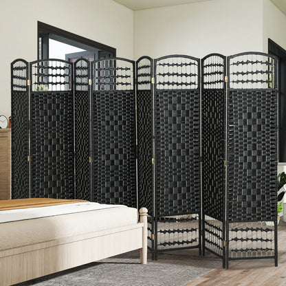 8 Panel Folding Room Divider, Portable Privacy Screen, Black Room Dividers at Gallery Canada