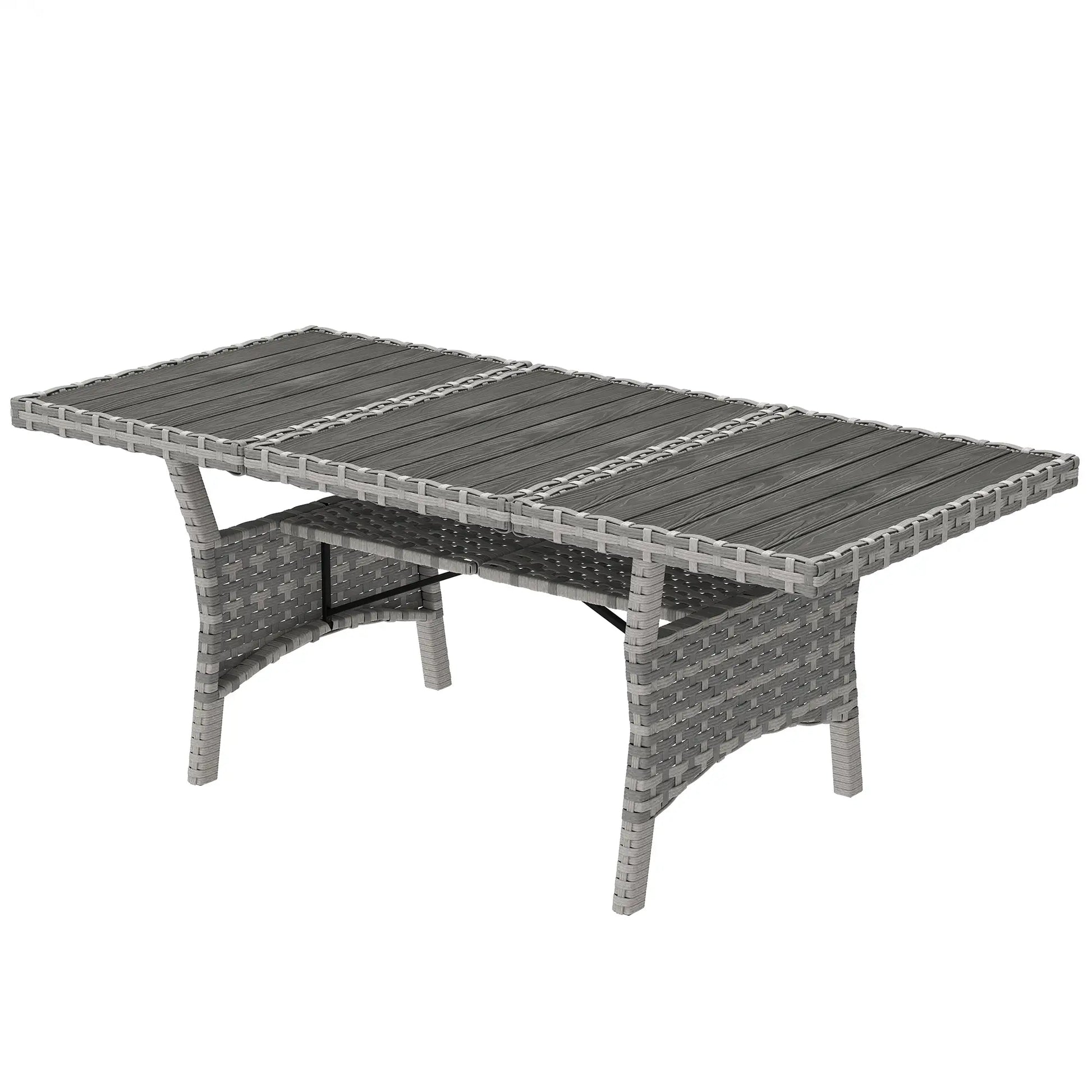 75" Outdoor Dining Table for 6-8, Wicker Patio Table with Storage, Grey Patio Dinning Tables Mixed Grey, Grey at Gallery Canada
