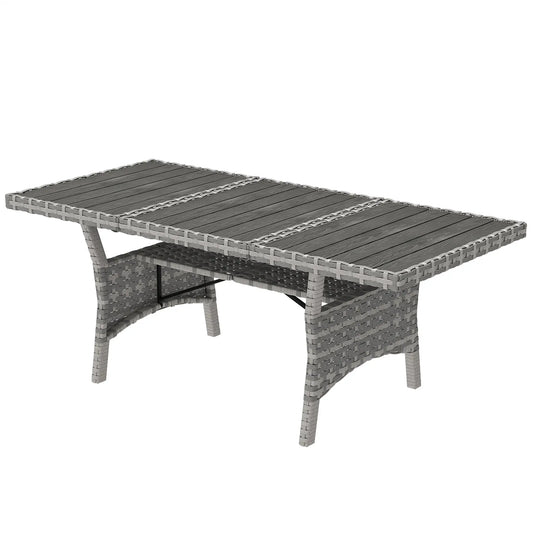 75" Outdoor Dining Table for 6-8, Wicker Patio Table with Storage, Grey Patio Dinning Tables Mixed Grey, Grey at Gallery Canada