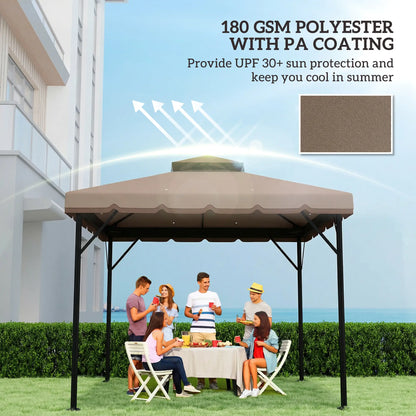 10' x 10' Gazebo Canopy Replacement, Double-Tier Outdoor Roof, Khaki/Brown Gazebo Canopy Replacement at Gallery Canada