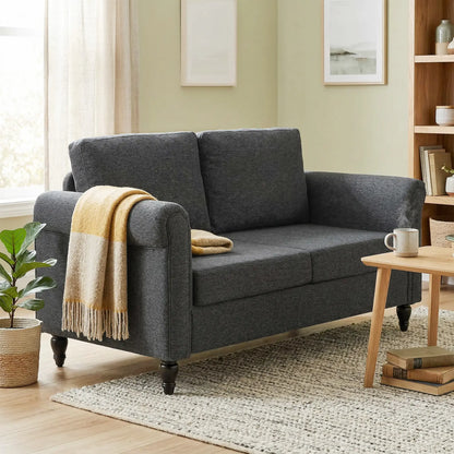 Vintage Loveseat, Upholstered Chenille 2 Seater Sofa, Dark Grey 2-Seater Sofas at Gallery Canada