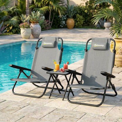 2 Beach Chair, 5-Position Adjustable, Folding Camping Chair, Light Grey Beach Accessories at Gallery Canada