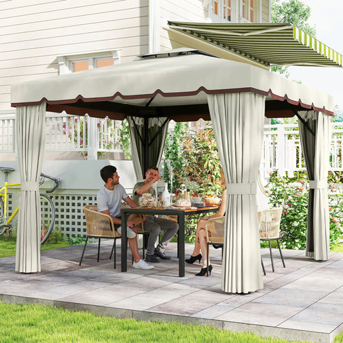 10' x 10' Outdoor Gazebo, Double Soft-Top, Cream White