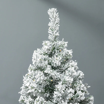 7.5ft Prelit Artificial Christmas Tree, Snow Flocked, Metal Base, Warm White LED Pre Lit Christmas Trees at Gallery Canada